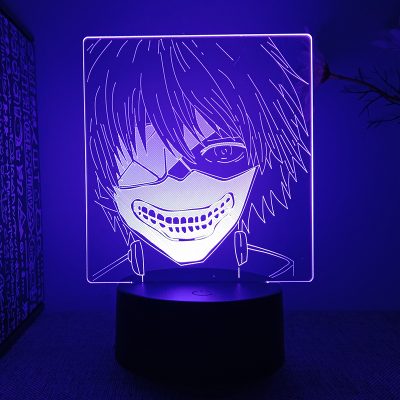 Tokyo Ghoul Kaneki Ken 3d Led Lamp for Bedroom Night Lights Anime Mange Figure Avatar Room 9 - Anime Lamps Store